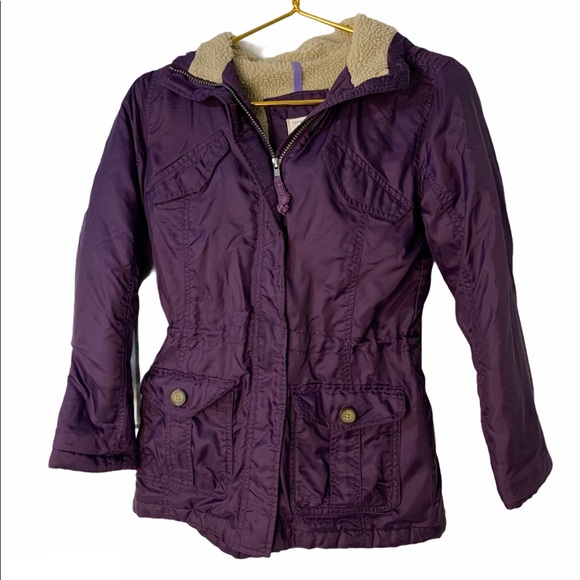 {Lands’ End} Girls Winter Fleece Lined Down Alt Coat/Parka Purple size Medium - Picture 16 of 16